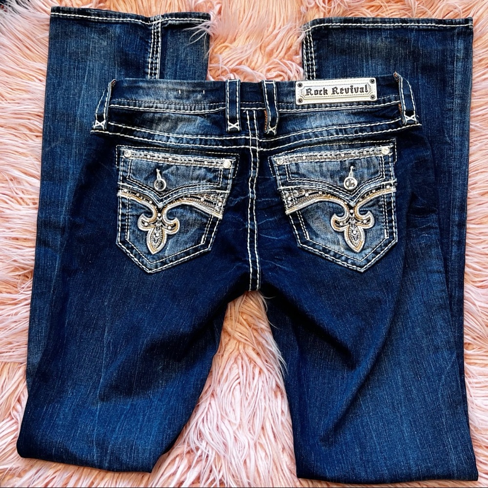 Rock Revibal Yui Bootcut Dark Wash W/ Bling Pockets 29